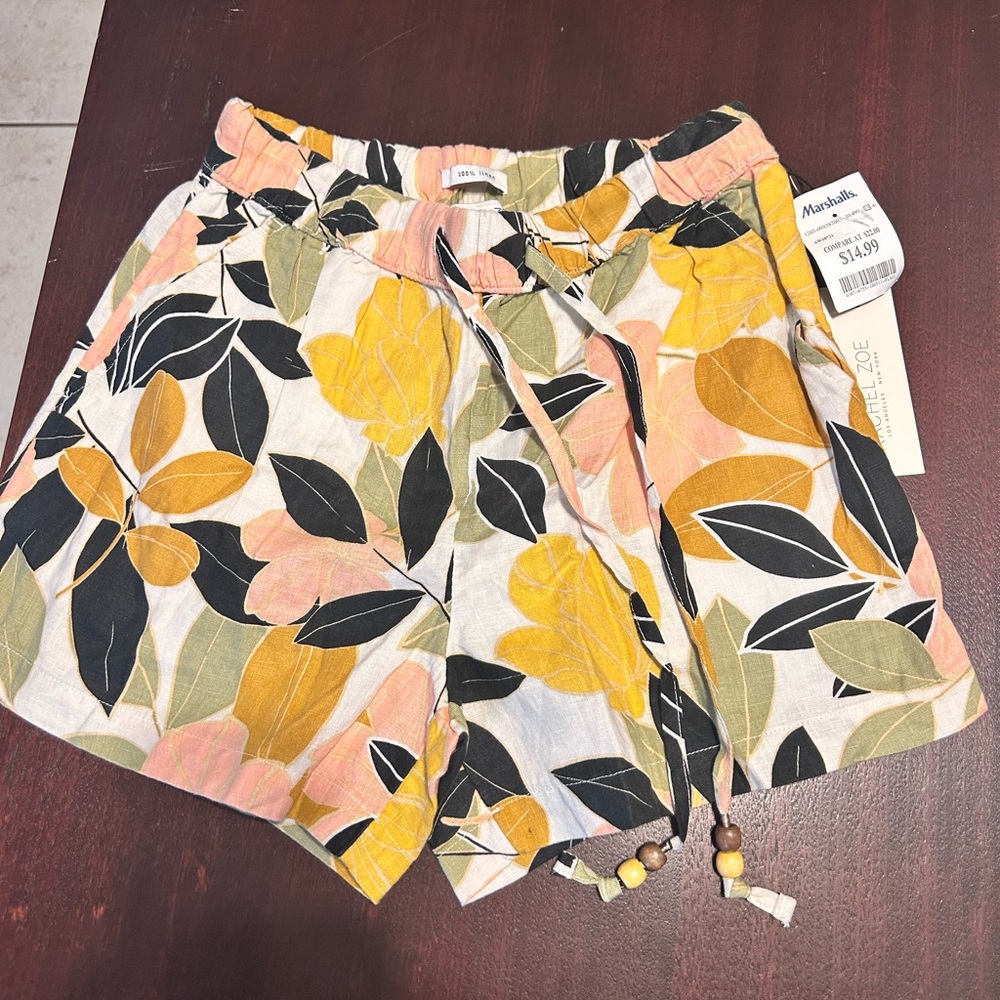 📦 Rachel Linen Floral Shorts with Drawstring